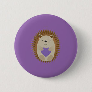 Bóton Redondo 5.08cm Cachorro Bonito Abraçando Coração Roxo