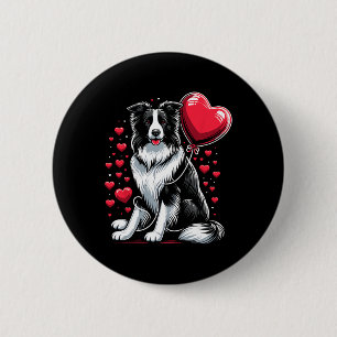 Bóton Redondo 5.08cm Cachorro Border Collie Dia dos Namorados Dono de C