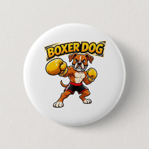 Bóton Redondo 5.08cm Cachorro Boxeador Engraçado (Design Original) 