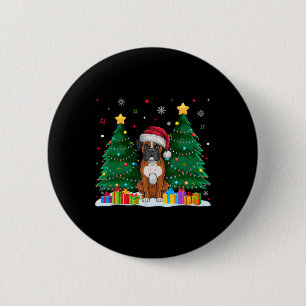 Bóton Redondo 5.08cm Cachorro Boxer Abriga Santa Hat Doce De Natal Feio