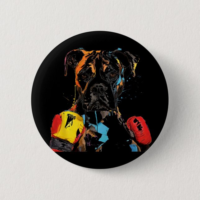 Bóton Redondo 5.08cm Cachorro Boxer Com Luvas de Boxe Homens Mulheres C (Frente)