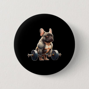 Bóton Redondo 5.08cm Cachorro Bulldog Francês Engraçado Fisiculturismo