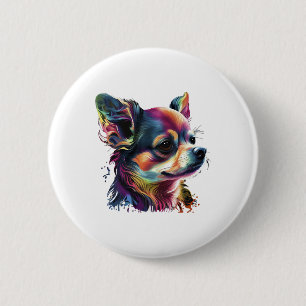Bóton Redondo 5.08cm Cachorro Cachorro de Pintura do Abstrato Chihuahua