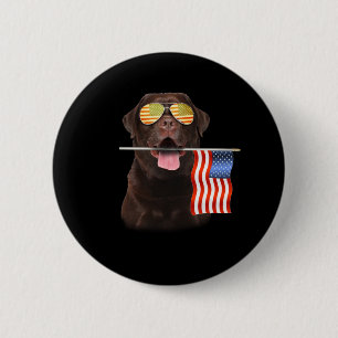 Bóton Redondo 5.08cm Cachorro Chocolate Labrador EUA Bandeira America