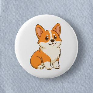 Bóton Redondo 5.08cm Cachorro Corgi Fofo