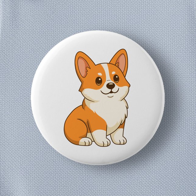 Bóton Redondo 5.08cm Cachorro Corgi Fofo (Criador carregado)