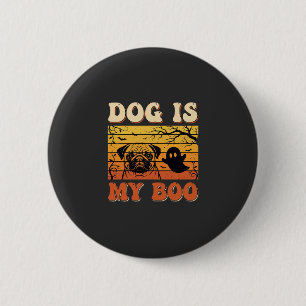 Bóton Redondo 5.08cm Cachorro de Halloween é meu Pug Fantasma Boo Desig