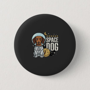 Bóton Redondo 5.08cm Cachorro Espacial Astronauta Dachshund Vetor