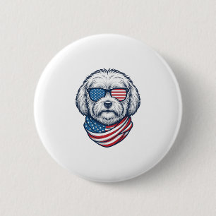 Bóton Redondo 5.08cm Cachorro Fofinho Patriótico Ilustração Vetorial_1
