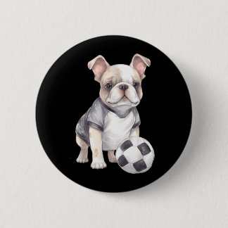 Bóton Redondo 5.08cm Cachorro francês fofo jogador de futebol