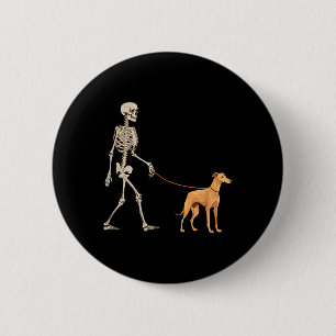 Bóton Redondo 5.08cm Cachorro Galgo Esqueleto Engraçado Andando no Hall