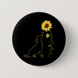 Bóton Redondo 5.08cm Cachorro Girassol Cute Dog Tees Sunshine Dog Lover