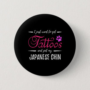 Bóton Redondo 5.08cm Cachorro Japonês Lover Tatuagem Engraçada Cachorro