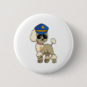 Bóton Redondo 5.08cm Cachorro-Poodle da Polícia de Chibi