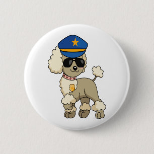 Bóton Redondo 5.08cm Cachorro-Poodle da Polícia de Chibi