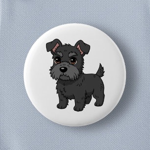 Bóton Redondo 5.08cm Cachorro preto fofo da raça Scottish Terrier