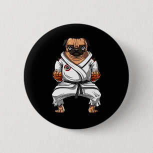 Bóton Redondo 5.08cm Cachorro Pug Karate Artes Marciais Kickboxing Jiu 