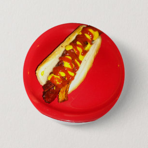 Bóton Redondo 5.08cm Cachorro quente com ketchup e mostarda