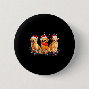 Bóton Redondo 5.08cm Cachorro Retriever Dourado Luzes de Natal Fofas Co
