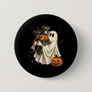 Bóton Redondo 5.08cm Cachorro Schnauzer Miniatura Fantasma Halloween
