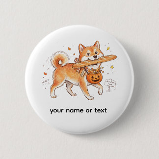 Bóton Redondo 5.08cm Cachorro Shiba Inu Divertido no Dia das Bruxas com