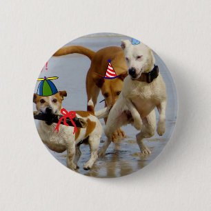 Bóton Redondo 5.08cm cachorros de aniversário felizes