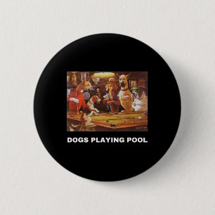 Bóton Redondo 5.08cm Cachorros Jogando Arte Piscina Cachorros Cachorros