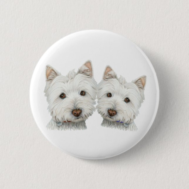 Bóton Redondo 5.08cm Cães bonitos de Westie (Frente)