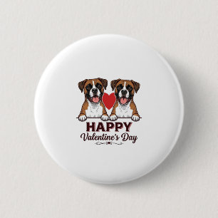 Bóton Redondo 5.08cm Cães Boxer Feliz Dia dos Namorados Vintage