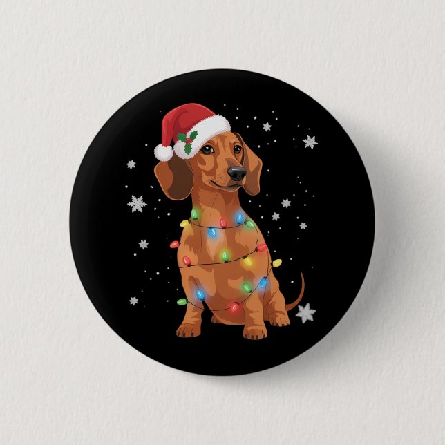 Bóton Redondo 5.08cm Cães Dachshund Árvore Natal Pet Cão  (Frente)