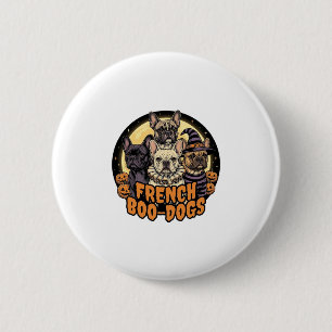Bóton Redondo 5.08cm Cães de Boo Franceses Design de Bulldog Francês de