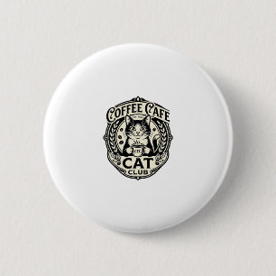Bóton Redondo 5.08cm Café de Gato Engraçado Gráfico - Clube de Gato de 