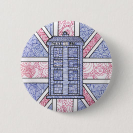 Bóton Redondo 5.08cm Caixa de polícia britânica e bandeira de Union