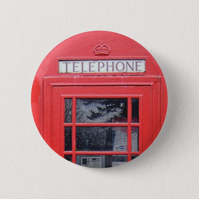 Bóton Redondo 5.08cm Caixa de telefone vermelha de Londres (Frente)