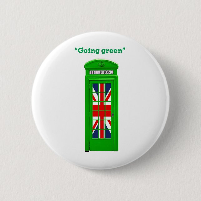 Bóton Redondo 5.08cm Caixa telefônica de Londres "Ficando verde" (Frente)