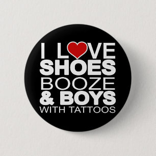 Bóton Redondo 5.08cm Calçados de amor Booze Boys com Tatuagens