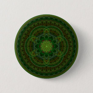Bóton Redondo 5.08cm Caleidoscópio verde de florescência
