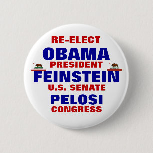 Bóton Redondo 5.08cm Califórnia para Obama Feinstein Pelosi