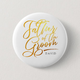 Bóton Redondo 5.08cm Caligrafia Dourado Padre do Groom elegante