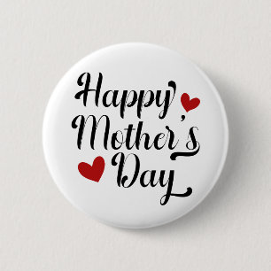 Bóton Redondo 5.08cm Caligrafia simples e feliz do Dia de as mães Bot