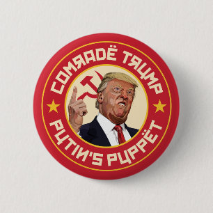 Bóton Redondo 5.08cm Camarada Trump: Fantoche de Putin - Ilustração Sov
