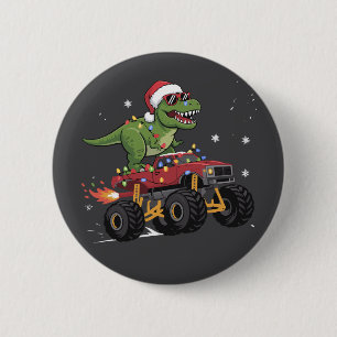 Bóton Redondo 5.08cm Caminhão Monstro de Natal do Dinossauro T-Rex 