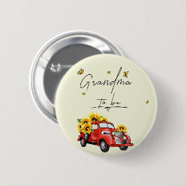 Bóton Redondo 5.08cm Caminhão Vermelho Vintage com flores girassosas Vo