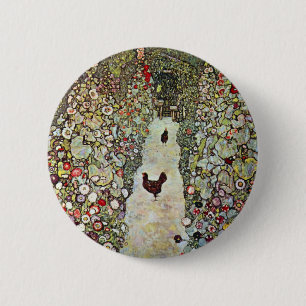 Bóton Redondo 5.08cm Caminho do Jardim com Galinhas, Gustav Klimt, Art