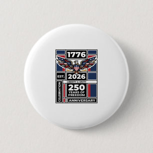 Bóton Redondo 5.08cm Camisa Águia Vintage 1776 2026 Tipografia Patrióti
