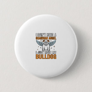 Bóton Redondo 5.08cm Camisa Anjo da Guarda Bulldog Amante de Cães Vinta