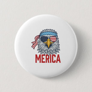 Bóton Redondo 5.08cm Camisa com Gravura Vintage Águia Patriótica Merica
