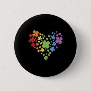 Bóton Redondo 5.08cm Camisa Coração de Trevo LGBT Chuva de Cores Dia de
