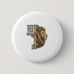 Bóton Redondo 5.08cm Camisa Cristã Vintage Cruz do Leão Fé Sobre o Medo
