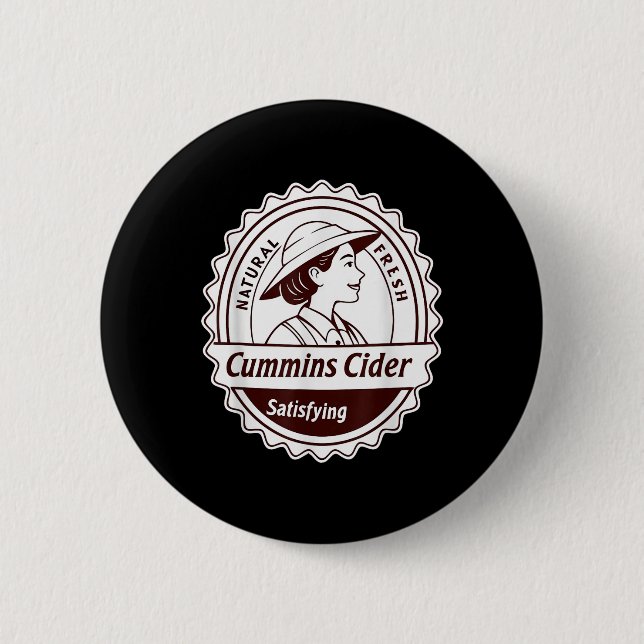 Bóton Redondo 5.08cm Camisa Cummins Cider - Presente de Piada Engraçada (Frente)